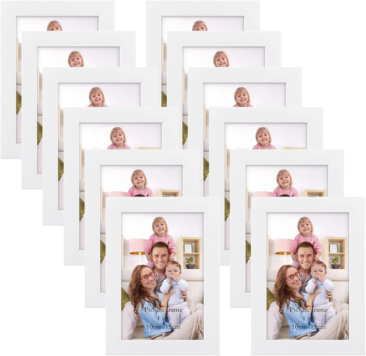 Lijsten 10x15 cm voor 15x10 foto's en afbeeldingen, moderne witte fotolijstencollage, wand- of tafelopsteller - Cadeau voor vrienden