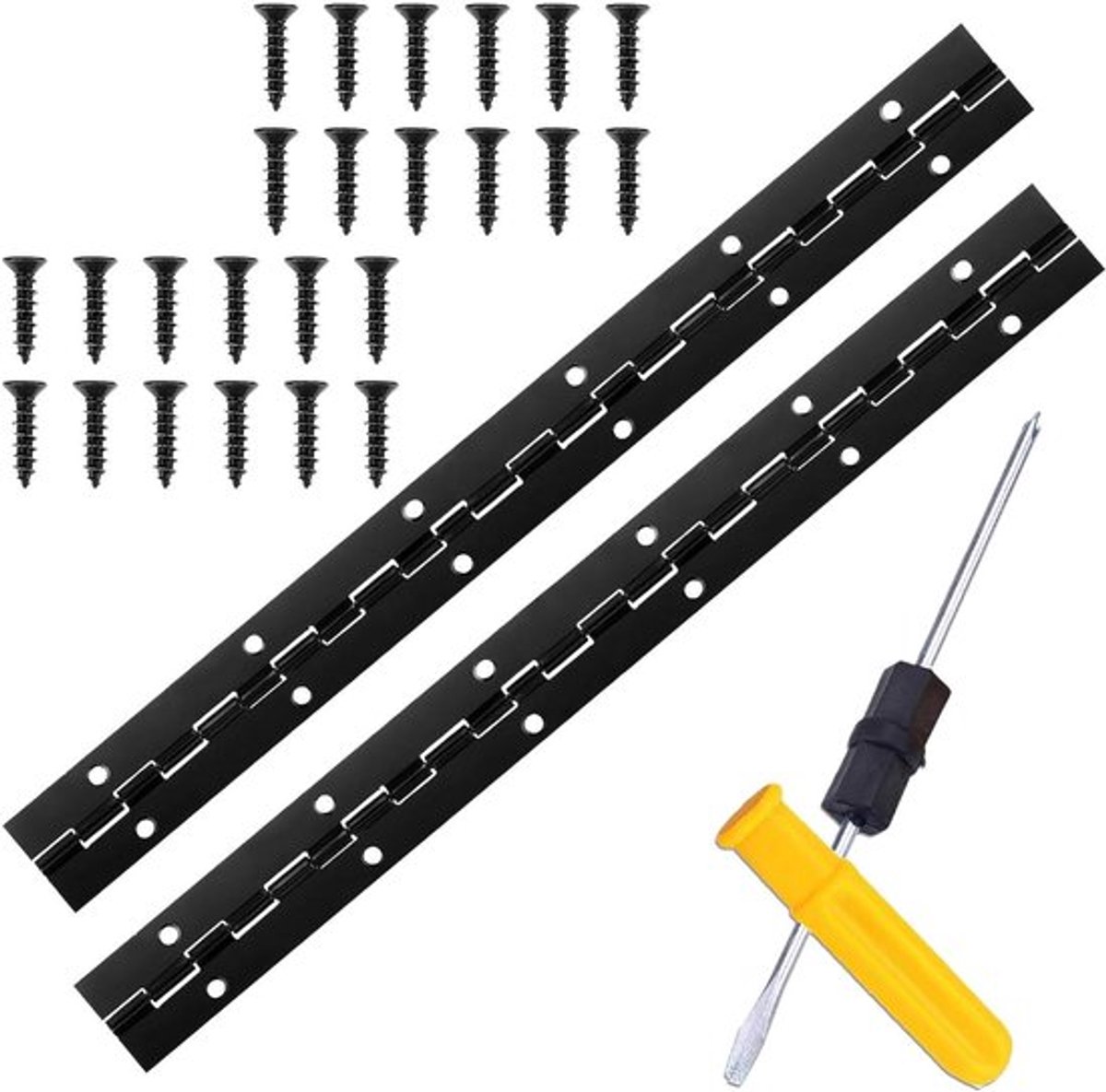 Roestvrijstalen pianoscharnieren 30 cm lang - Zwart (incl. 24