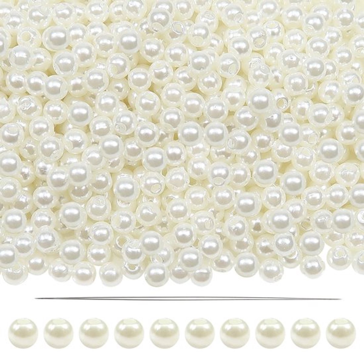 Allecto - Knutselkralen - Acrylkralen voor sieraden - 6 mm - Beige