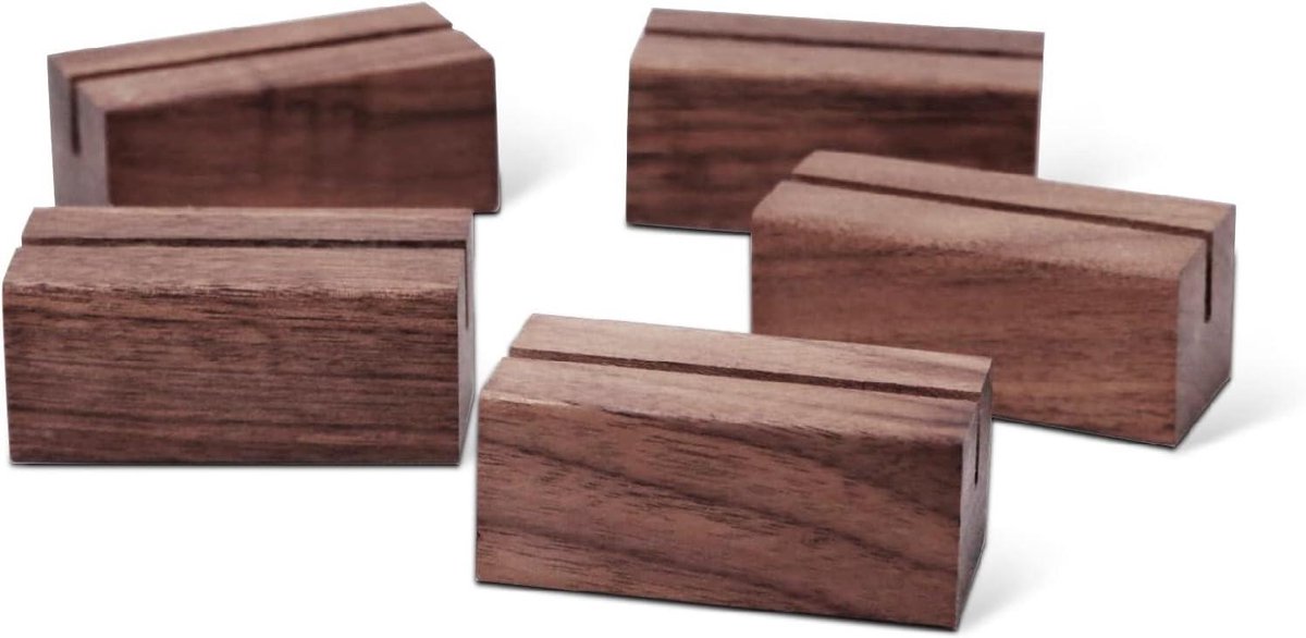 Plaatskaarthouders Hout - Naambordjes Houder - Tafel Decoratie - Rustieke Walnoot Stijl - 20 Stuks - Natuurlijk Hout