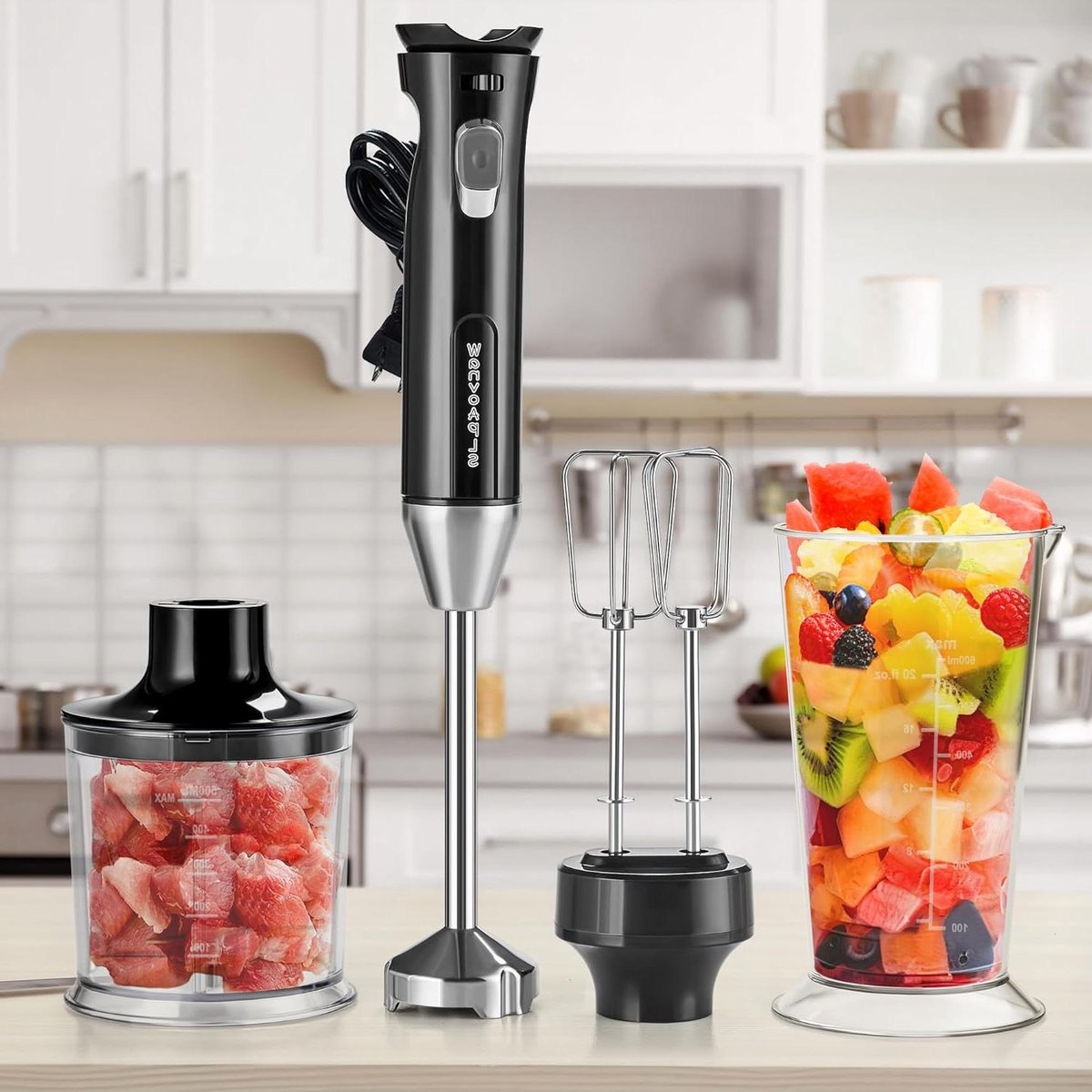 Handzame Staafmixer - Keukenmixer Garde - Maaltijden Bereiden - 6 Snelheden Krachtig - 500 ml - Zwart