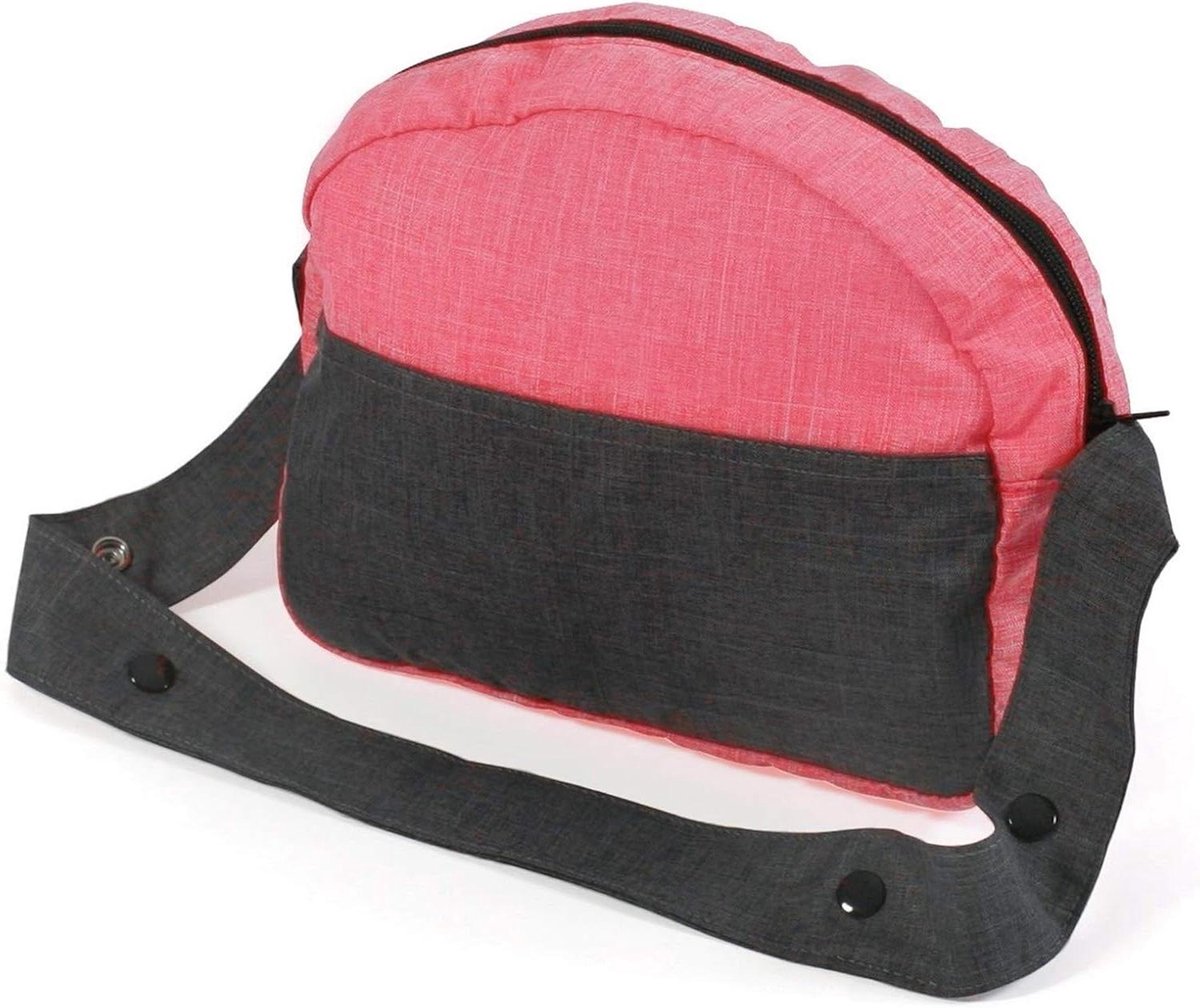 Poppentas Luiertas - Poppenaccessoires - Poppenverzorging - Met verschoningsmat - 27x9x22 cm - Antraciet Roze