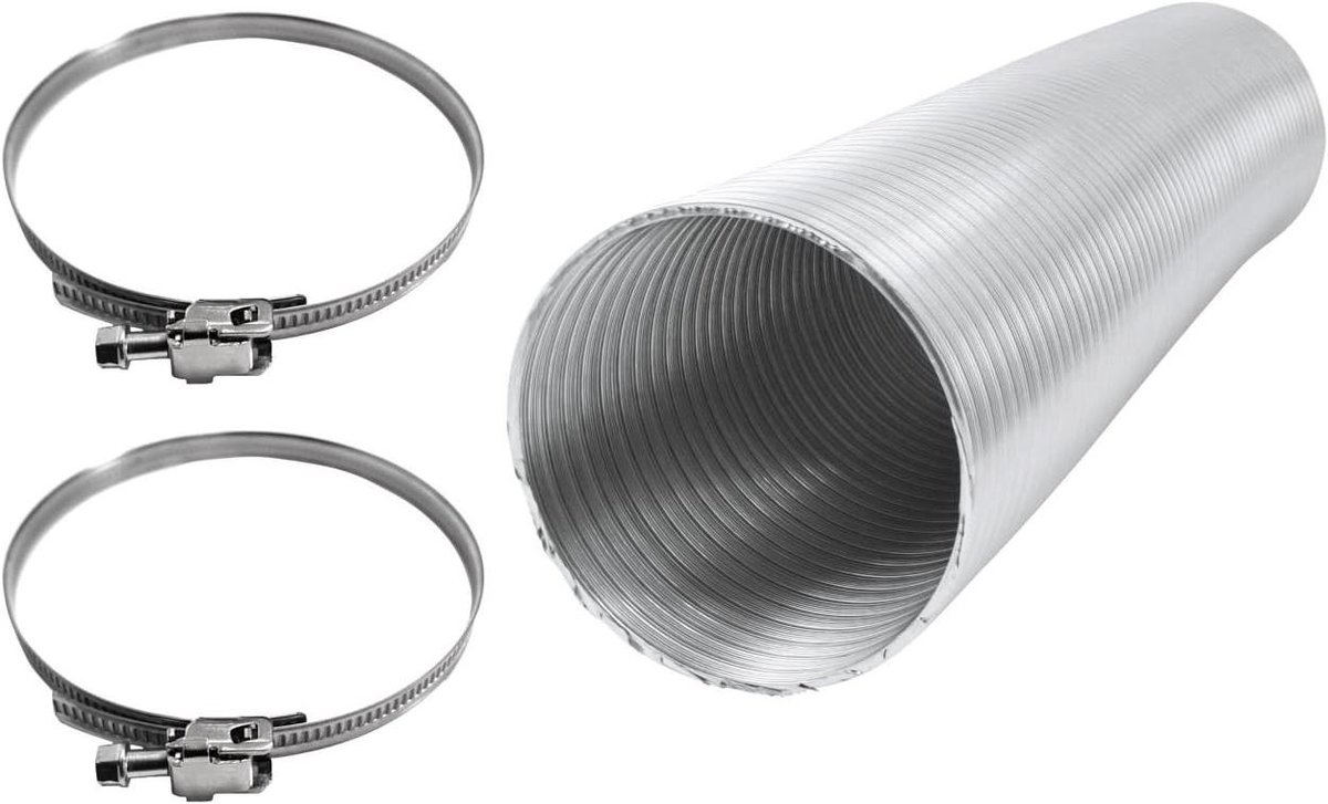 Flexibele Buis - Aluminium Slang - Luchttechniek Installeren - Uittrekbaar Tot 5 Meter - 100 mm Diameter - Aluminiumkleurig