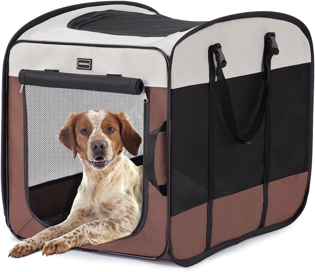 Draagbare Hondenreiskrat - Zachte Kennel - Veilig Vervoer - Drie Deuren Ontwerp - 68 cm - Grijs