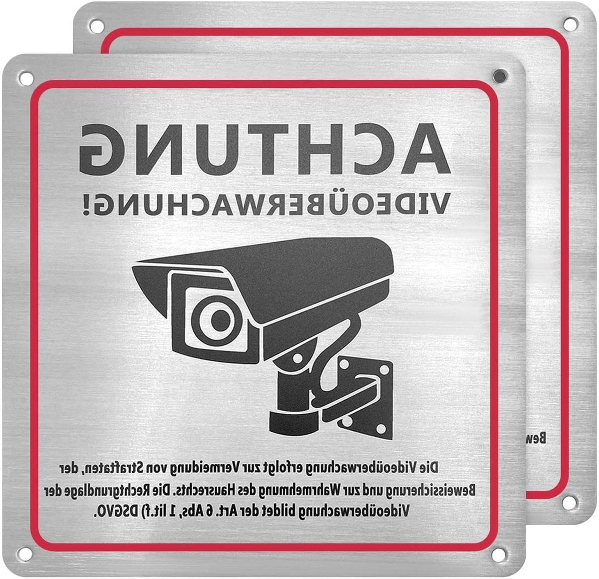 Camerabewaking Bord - Waarschuwingsbord Camera - Terrein Beveiligen - Aluminium Weerbestendig - 15x15cm - Rood Zwart