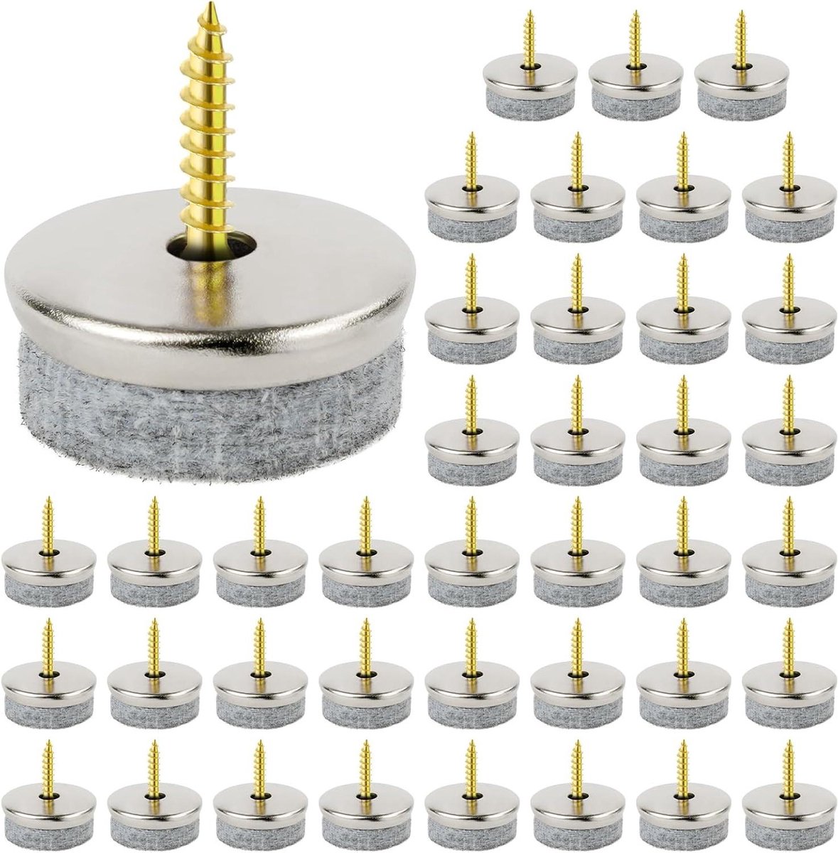 Viltdoppen met schroef - Viltjes stoelpoot Vloerbeschermers - Meubels beschermen - Verborgen schroefbevestiging - Ø 28 mm - Grijs