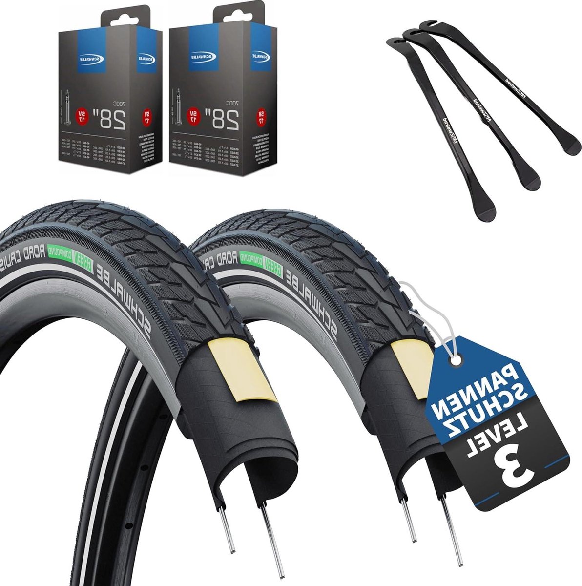 Fietsband Zwart - Stadsband Trekkingband - Veilig Fietsen - Reflecterende Zijwand - 28x1.60 inch - Zwart