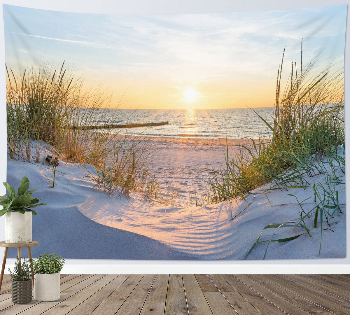Wandtapijt Tropisch Strand Bij Zonsondergang Tapijten Woondecoratie voor Woonkamer Slaapkamer Room Decor,150x100cm