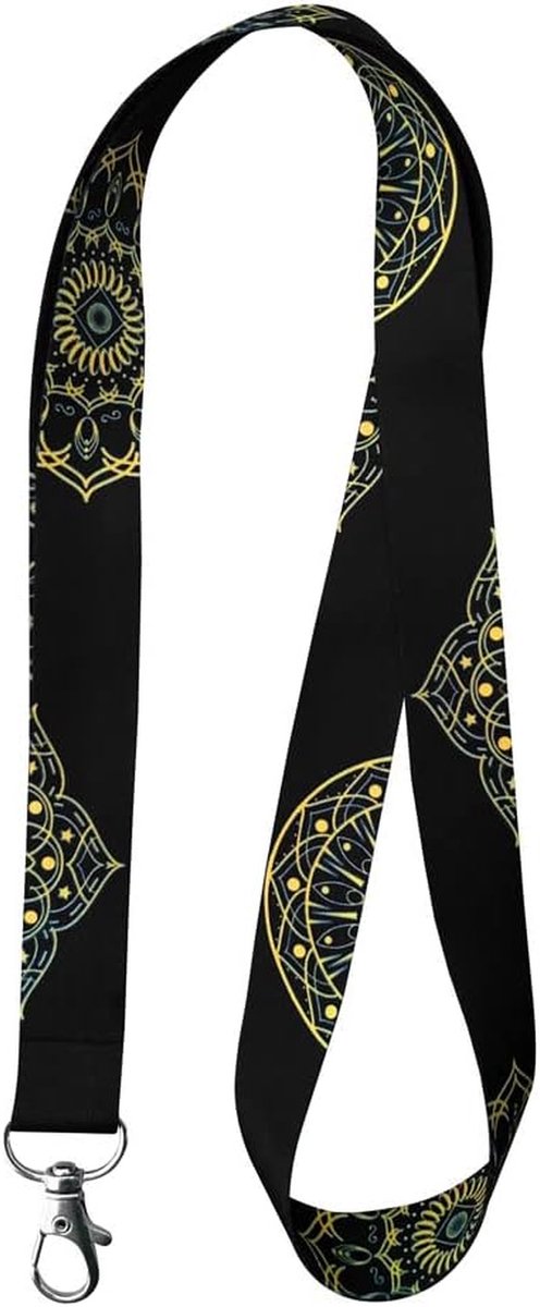 Lanyard Badgehouder - Kaarthouder Nekkoord - Identificatie Tonen - Met Drukknop - 122 cm - Mandala Goud