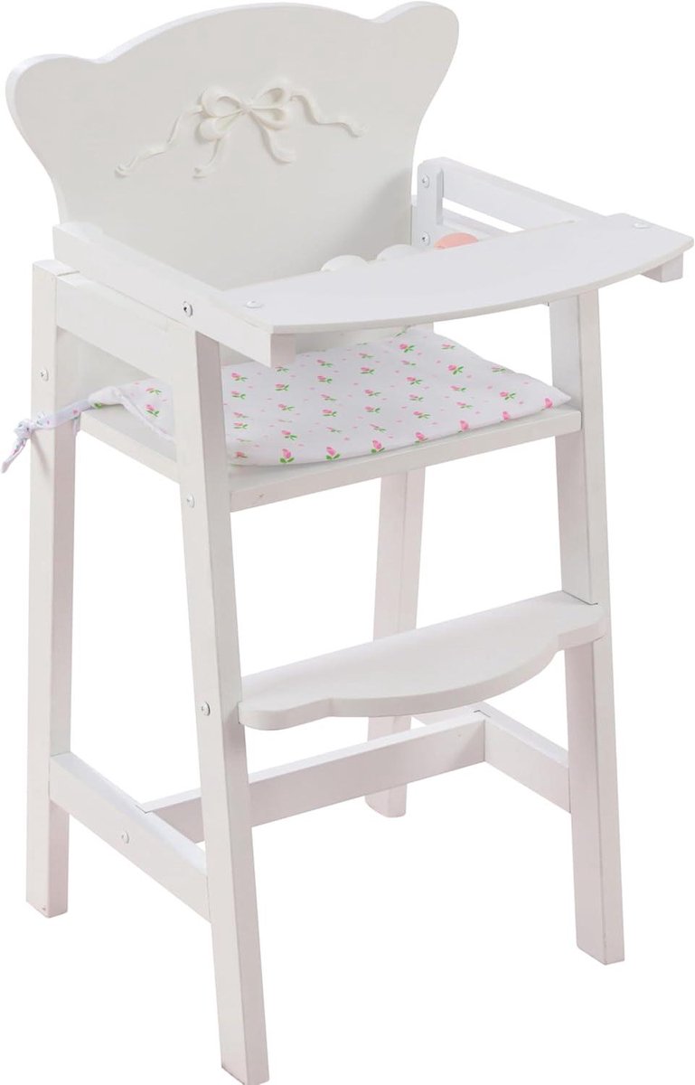 Kinderstoel Poppen - Poppenstoel Speelgoed - Poppen Voeden - Schattige Strikontwerpen - 57 cm Hoog - Wit