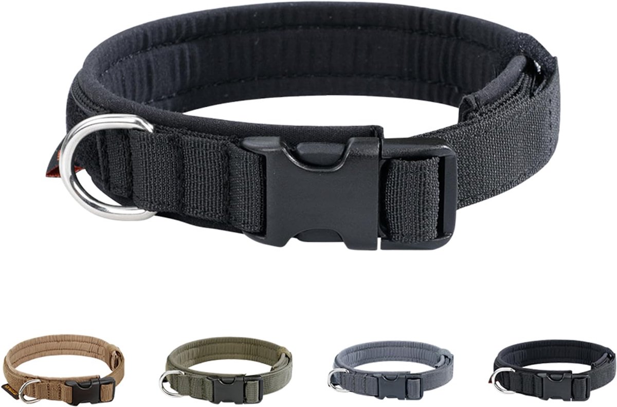 Puppy Halsband Nylon Verstelbare Halsband Snelsluiting Halsband voor Kleine Honden Huisdier Zachte Gevoerde Halsband(Zwart-XS)
