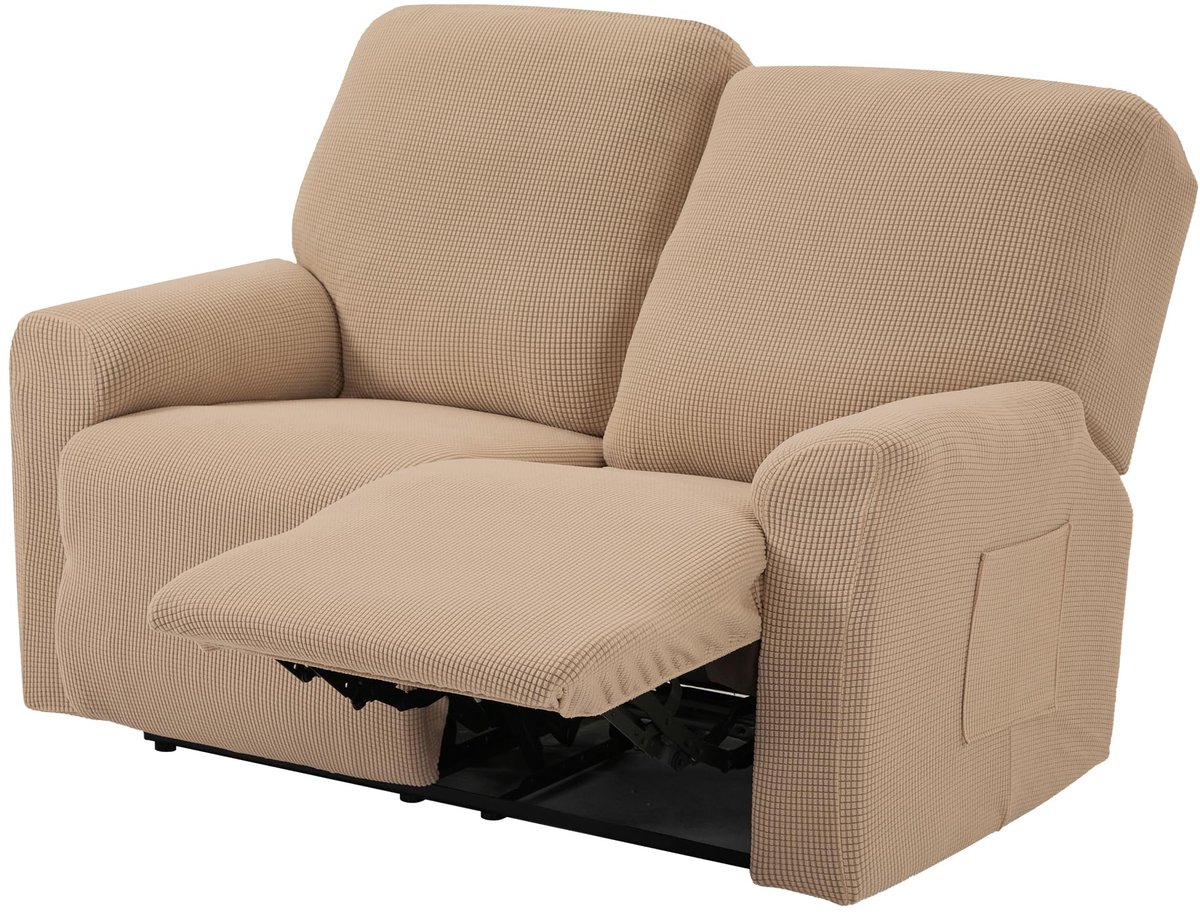 Hoes Fauteuil Jacquard 2-Zits, Fauteuilhoezen, Stretch-Fauteuil Fauteuil Cover Stretchhoes Voor Relaxfauteuil Hoes Voor Fauteuil (2-Zits, Zand)