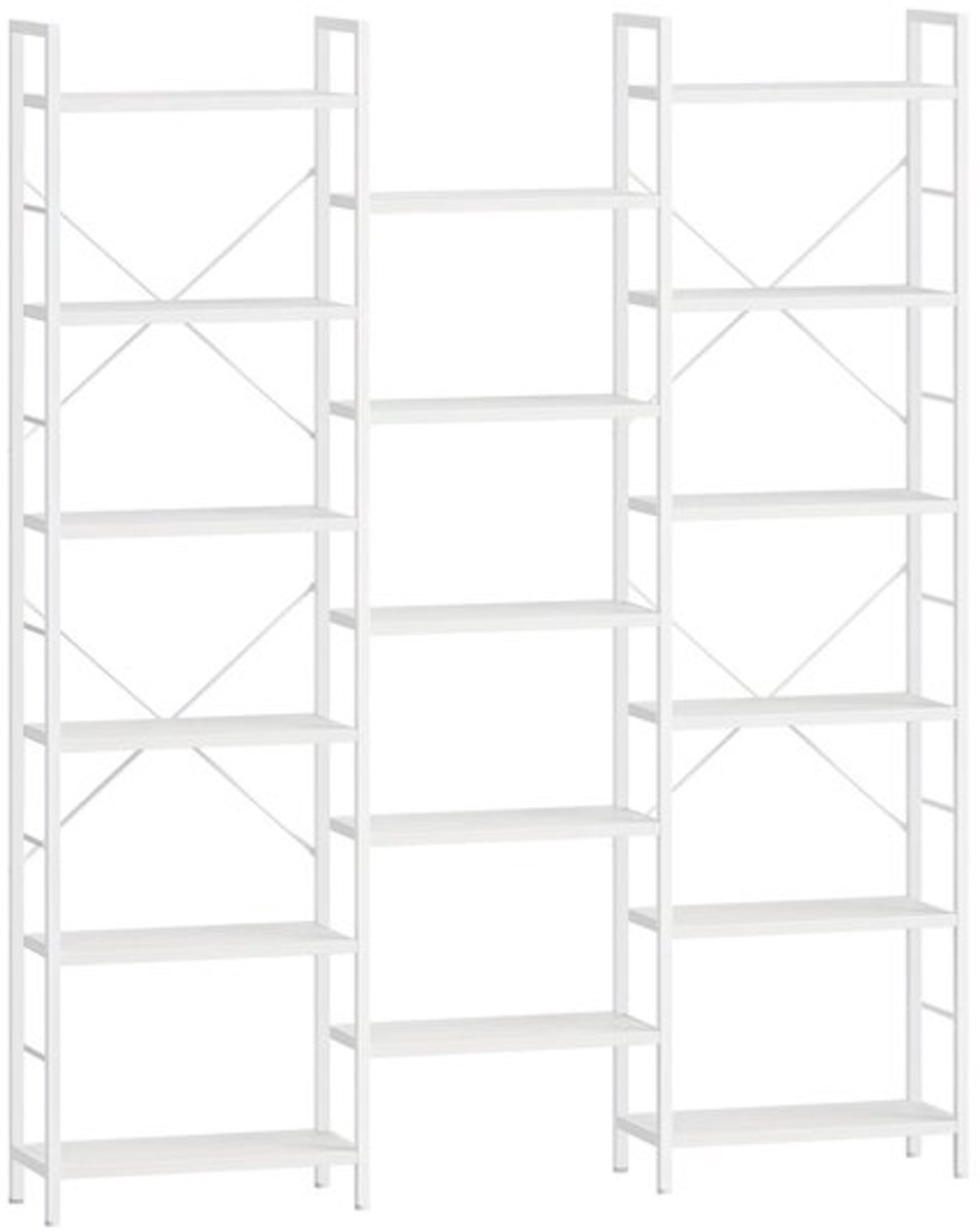 Boekenkast – Boekplank – Boekrek – Opbergkast – Vakkenkast – Wit – 17 Lagen Met Verstelbare Planken – Stabiel Met Metaalframe 24x152x186 cm