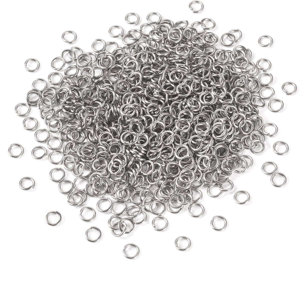Springringen, 2000 stuks, roestvrij staal, 6 mm, zilverkleurige metalen open schakelringen, connectors voor het maken van sieraden, kettingen en oorbellen, doe-het-zelf handwerk