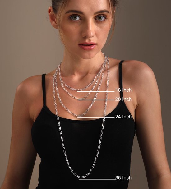 Solide halsketting van 925 sterling zilver, 4,6 mm, Italiaanse paperclip, schakelketting, halsketting voor dames en heren, gemaakt in Italië (45, 50, 61, 91 cm), Length 20 Inches, Zilver — afbeelding 2