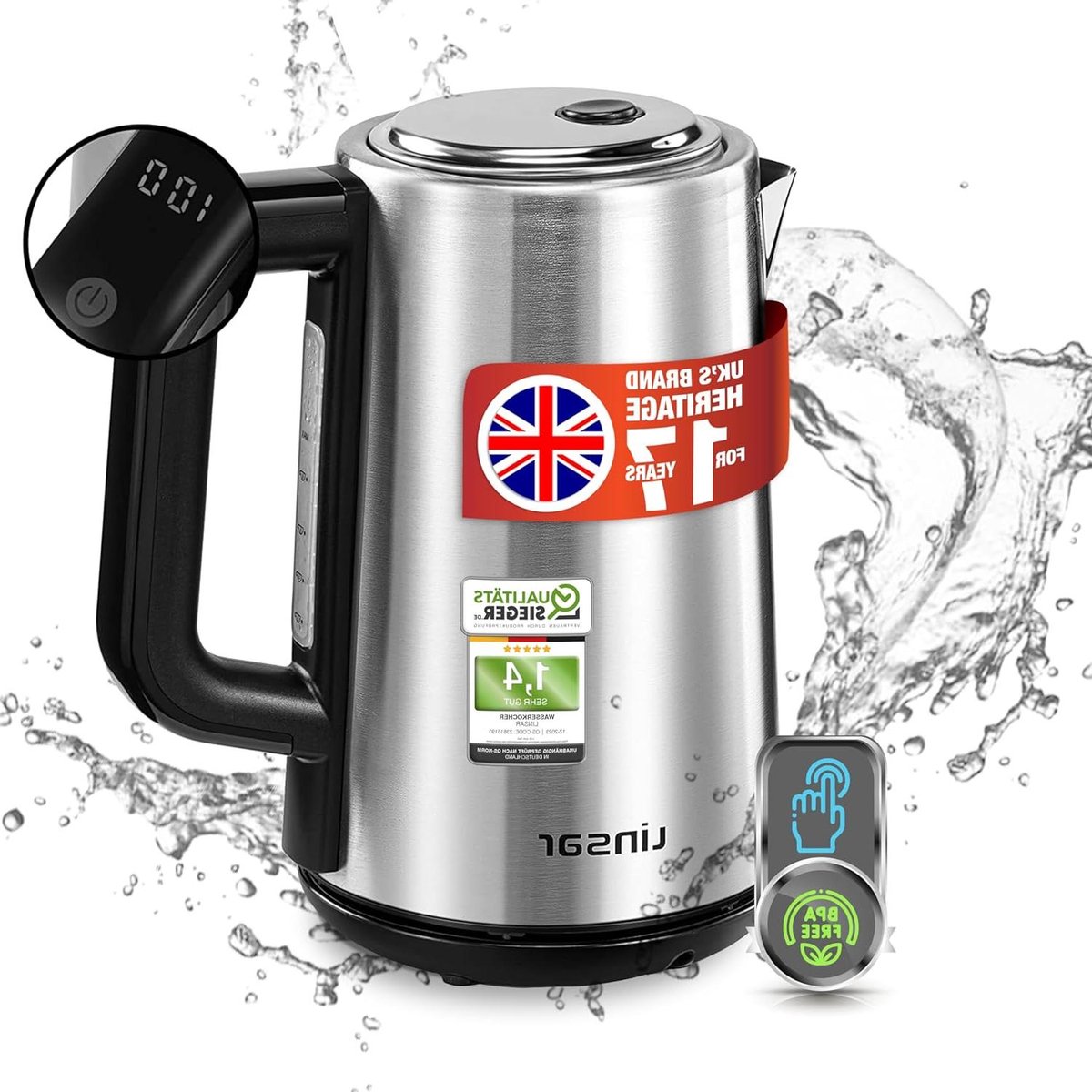 Waterkoker - RVS look - Thee en Koffie - 5 Temperatuurstanden - 17 liter - Zilver