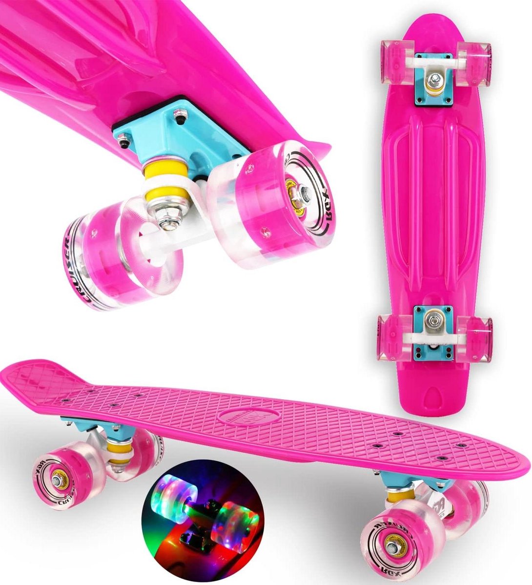 Mini Cruiser Skateboard Compact Board Stad Cruisen Verlichte Wielen 56 cm