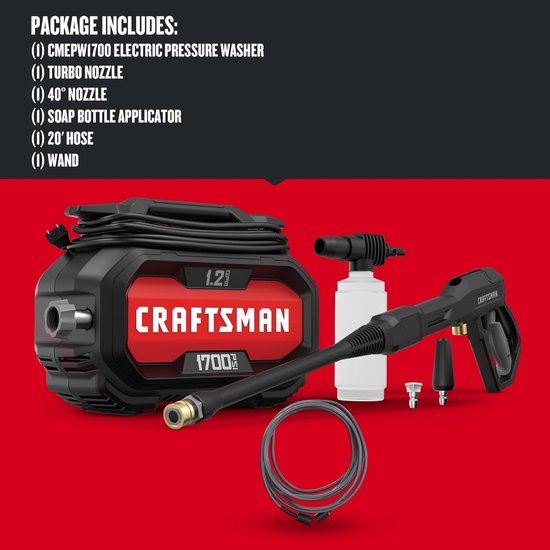 Hogedrukreiniger Elektrisch - Compacte Reiniger - Buiten Schoonmaken - Inclusief Zeepdispenser - 1700 PSI - Rood — afbeelding 3