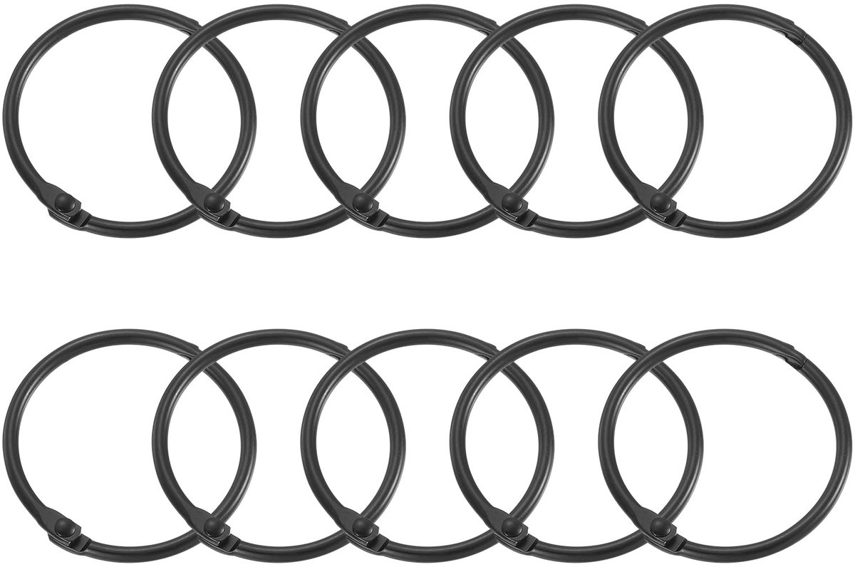 Douchegordijnring, 15 stuks, ronde douchegordijnhaken van koolstofstaal, 1,5 inch ring voor losse bladeren voor douchegordijnstang (zwart)