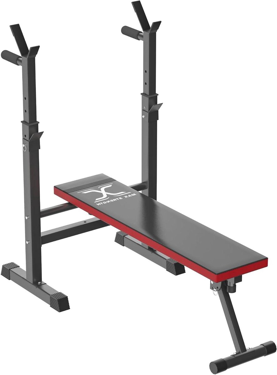 Verstelbare Gewichthefbank - Fitness Bank - Kracht Training - 4-in-1 Multifunctioneel - 125 x 58.5 cm - Zwart/Rood