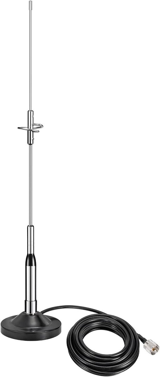 Auto Mobiele Antenne - Hoge Gain Dual Band - Signaal Verbetering - Roestvrij Staal - 5m Kabel - Zwart