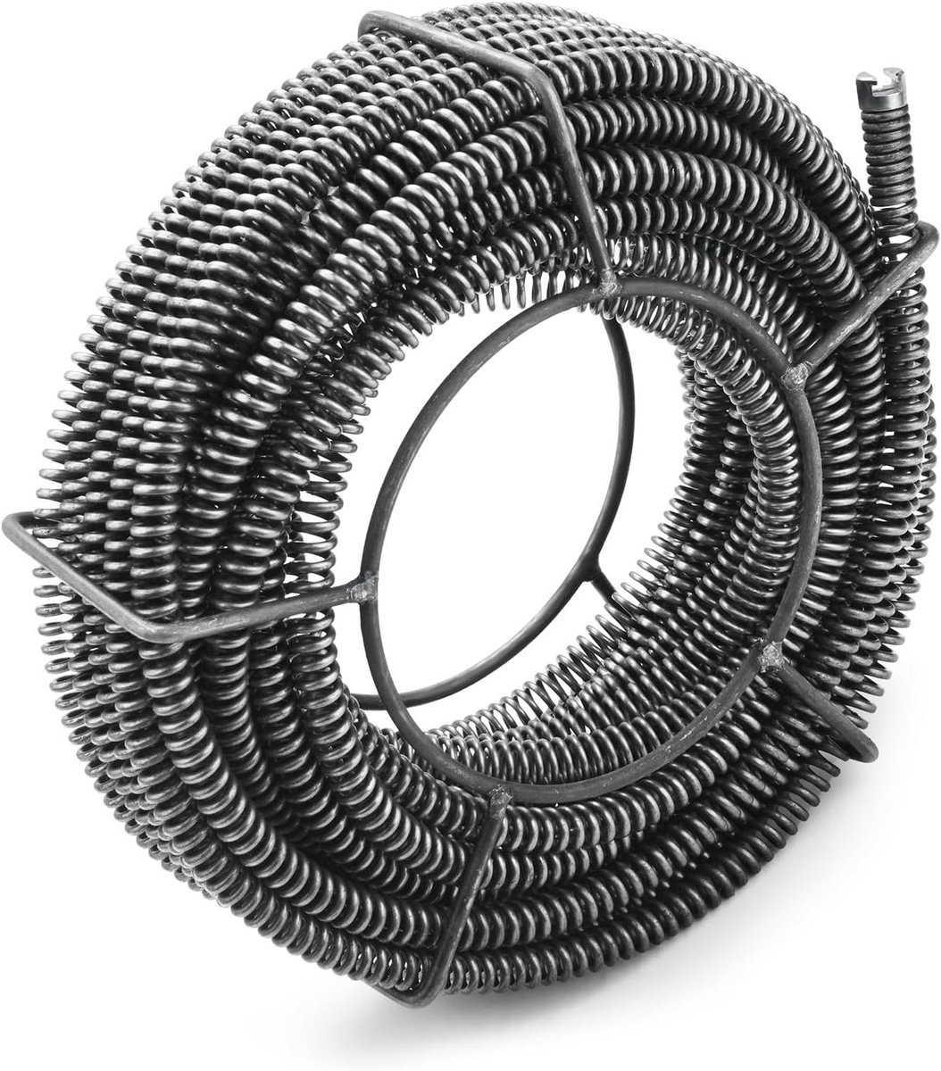 Pijpreinigingsspiraal - Buisreinigingsas - Verstopte Afvoeren - Zonder Chemie - 8 Meter - Zwart