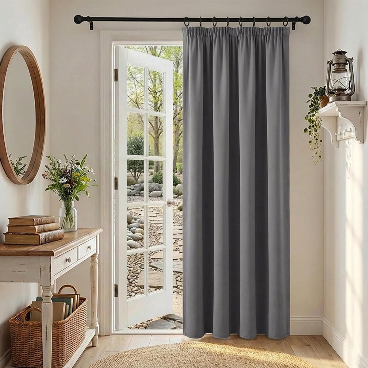 Thermogordijn, warmte-isolerend, koud en warm, voor rails, verduisteringsgordijnen voor woonkamer, eetkamer, slaapkamer, tweepersoonsbed, 1 stuk, 140 x 240 cm (b x h), grijs