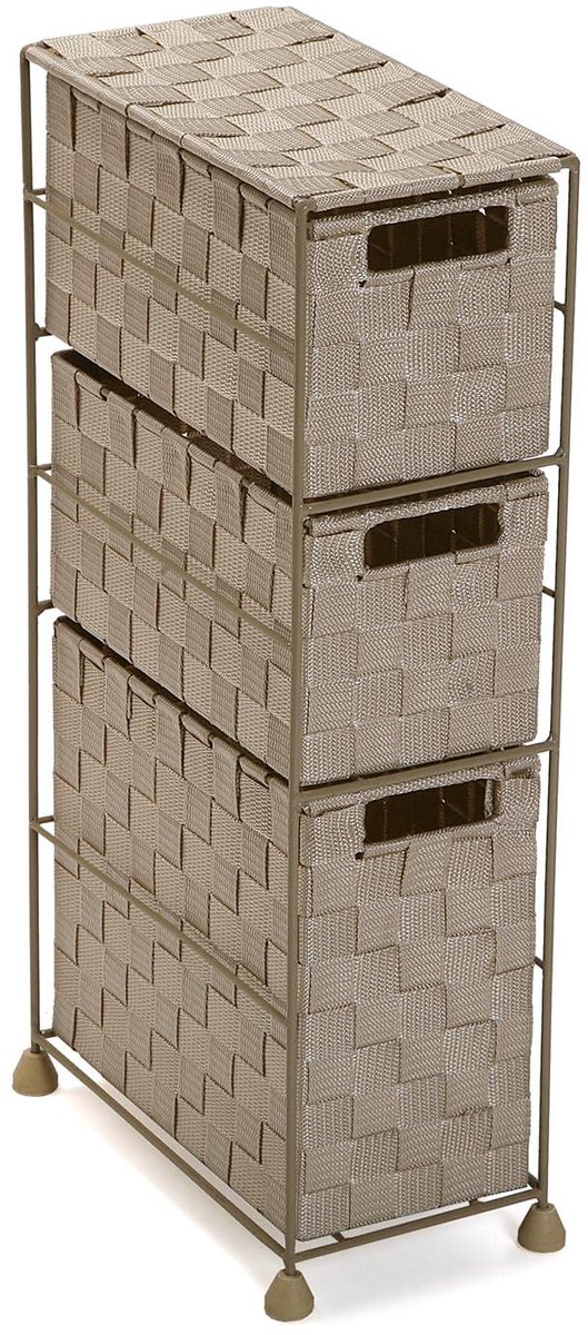 Mannheim Bijkomend badkamermeubilair, 3 Lades Organiser Chest met 3 lades, Modern en Leuk Opbergen, Afmetingen (H x B x H) 57 x 28 x 15,5 cm, Nylon, Kleur Beige
