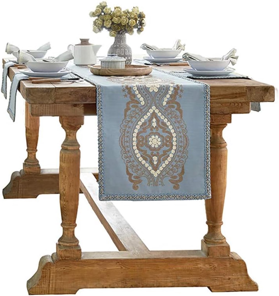Tafelloper Compatibel Placemats Tafelloper, Puur Linnen Tafelloper Athena, Natuurlijke Stof Handgemaakte Runner,5 Maten