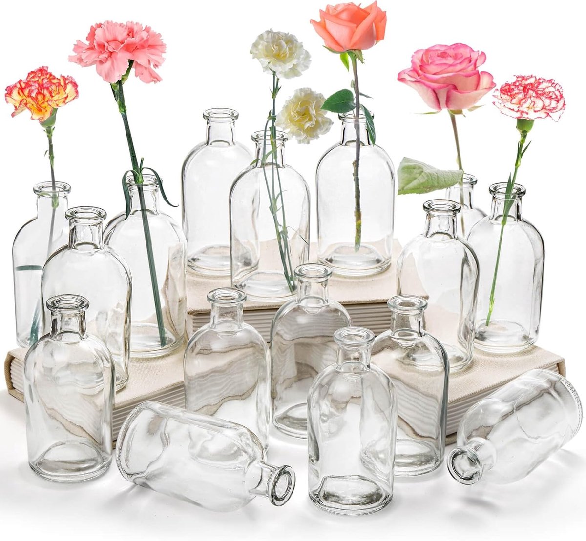 Vazen Clear Glass Flower Vaas 8oz Decoratieve Glazen Flessen Kleine Vintage Bloemfles Tafel Middenstuk Decoratie voor Thuis Bruiloft Feest Evenement Kantoor Moderne Decor