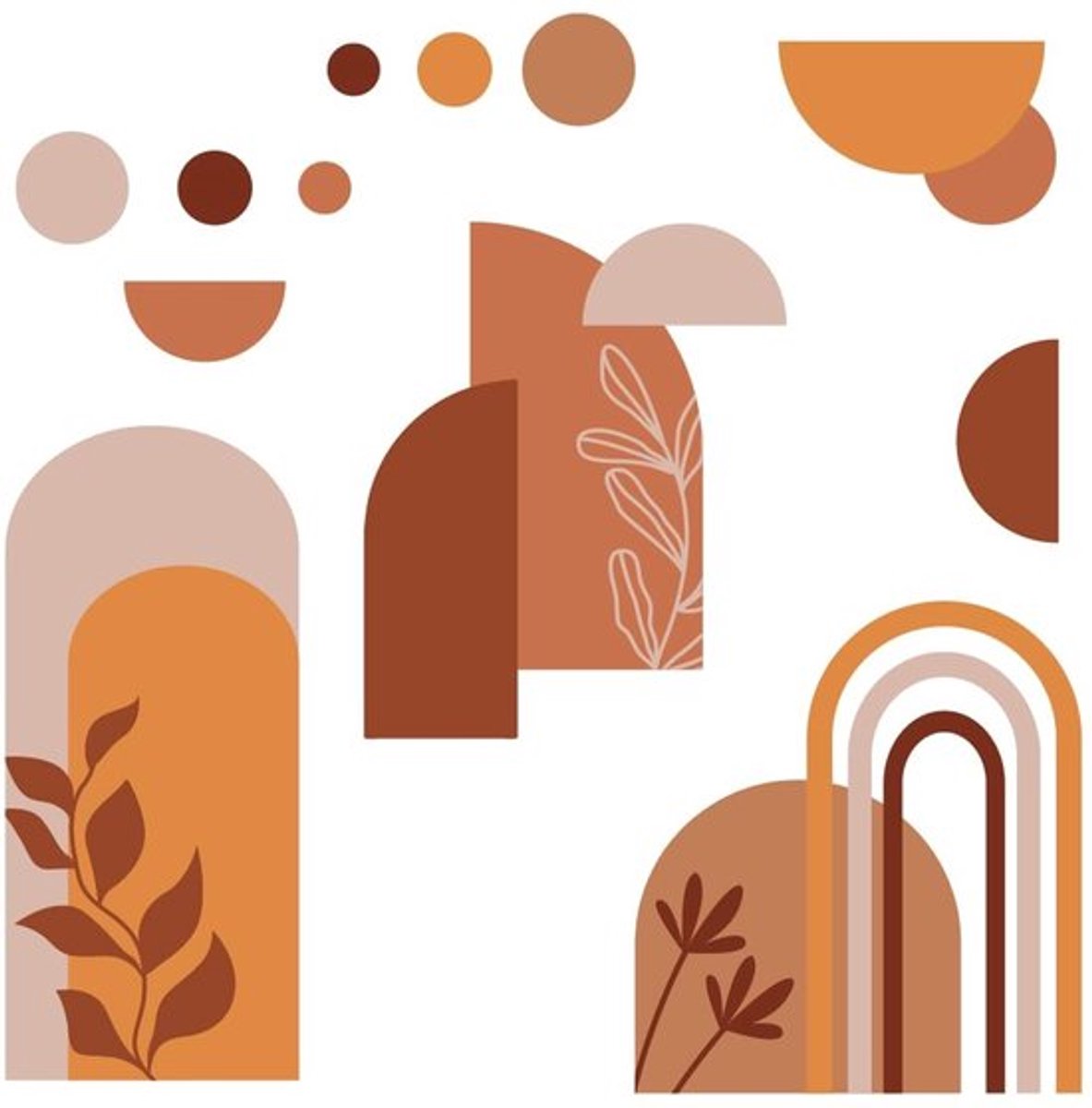 Dailygoody - Muurstickers - Boheemse Planten - Decoratieve