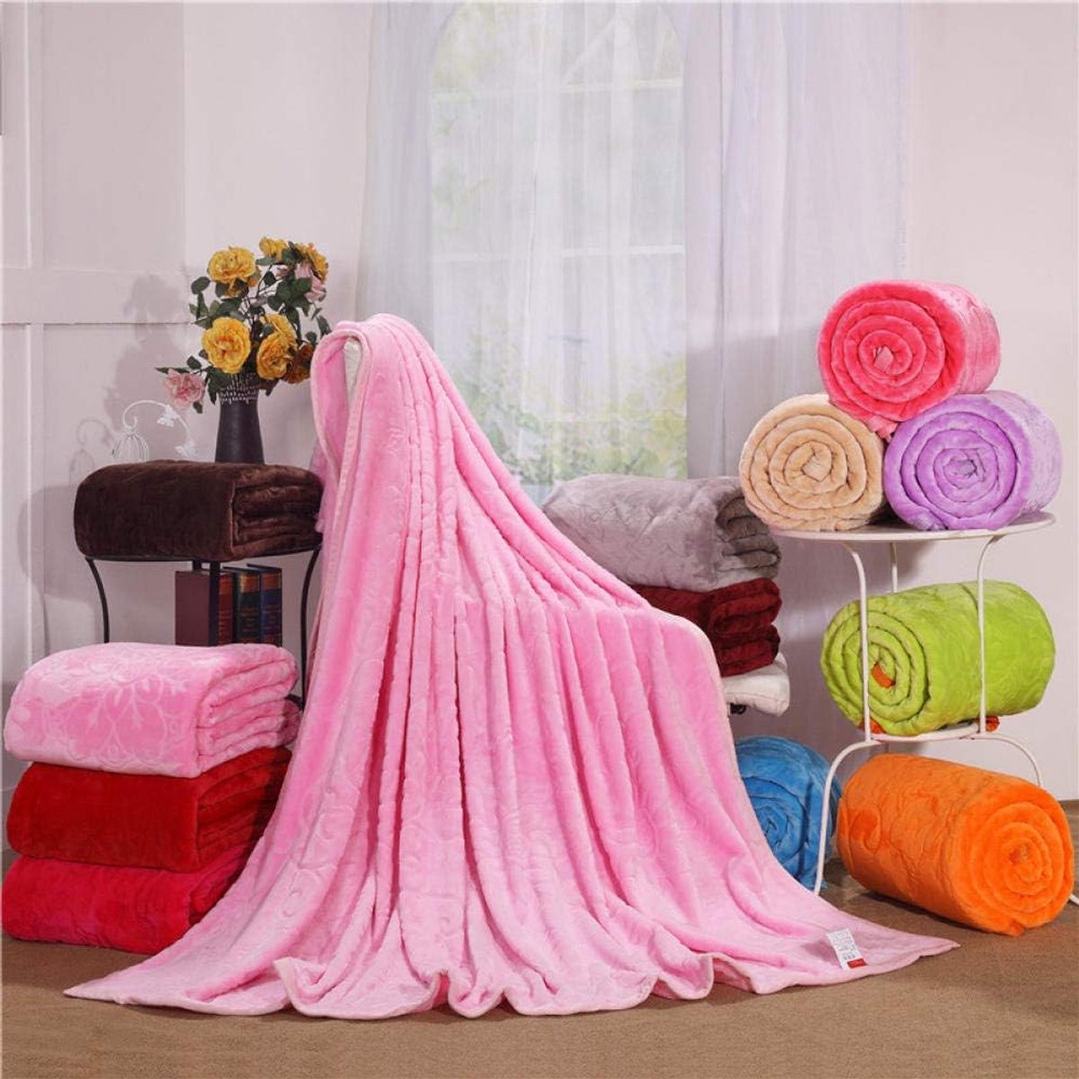 fleece werpdekens Reisformaat - Superzachte donzige warme stevige bedspreien voor bank Microfiber deken -5_180 * 200 cm