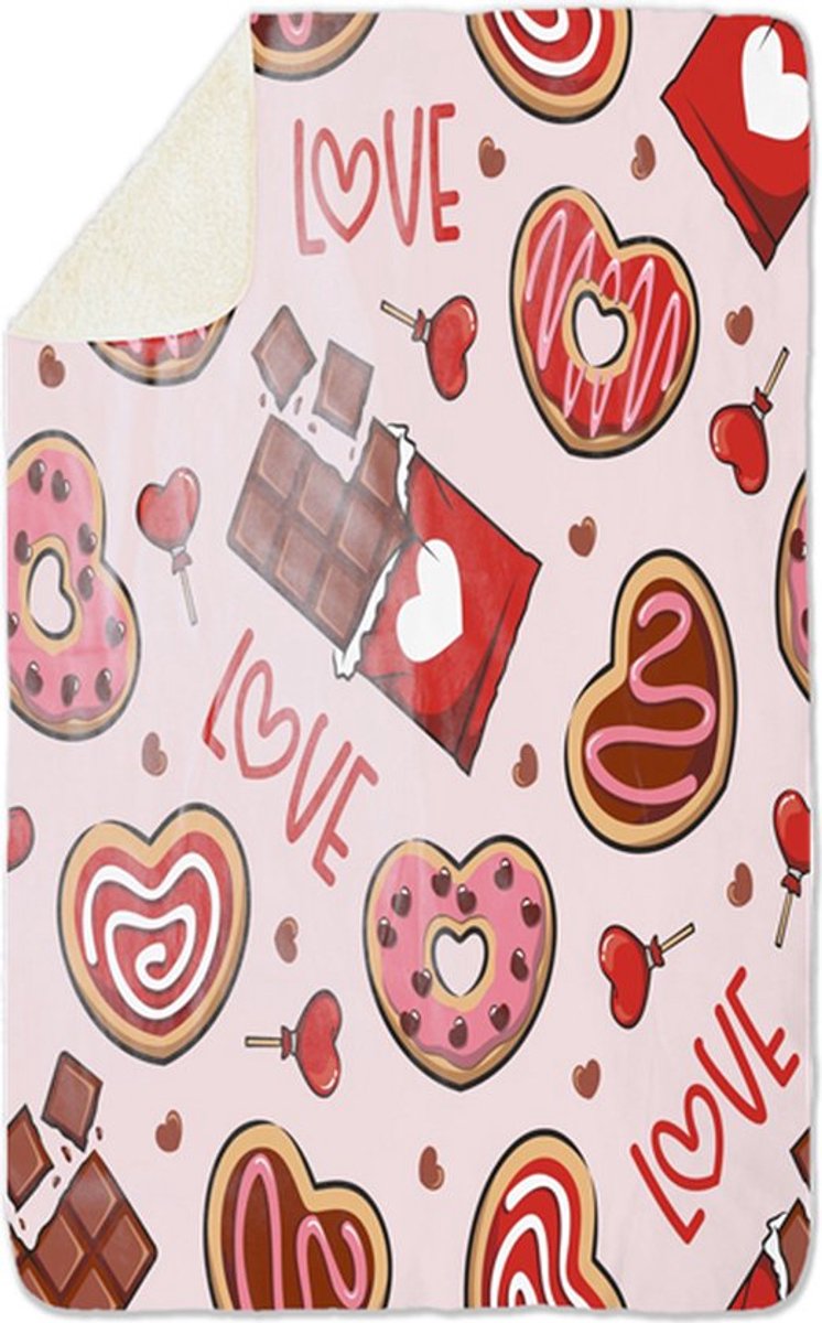 Fleecedeken Love Chocolate, 96x146cm, Polyester Sherpa, FD2024602