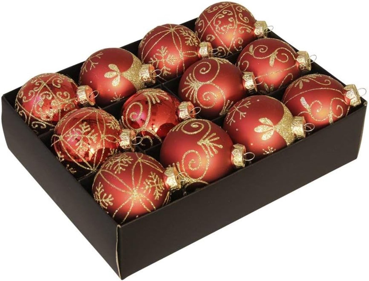 Kerstballen rood 24-delig