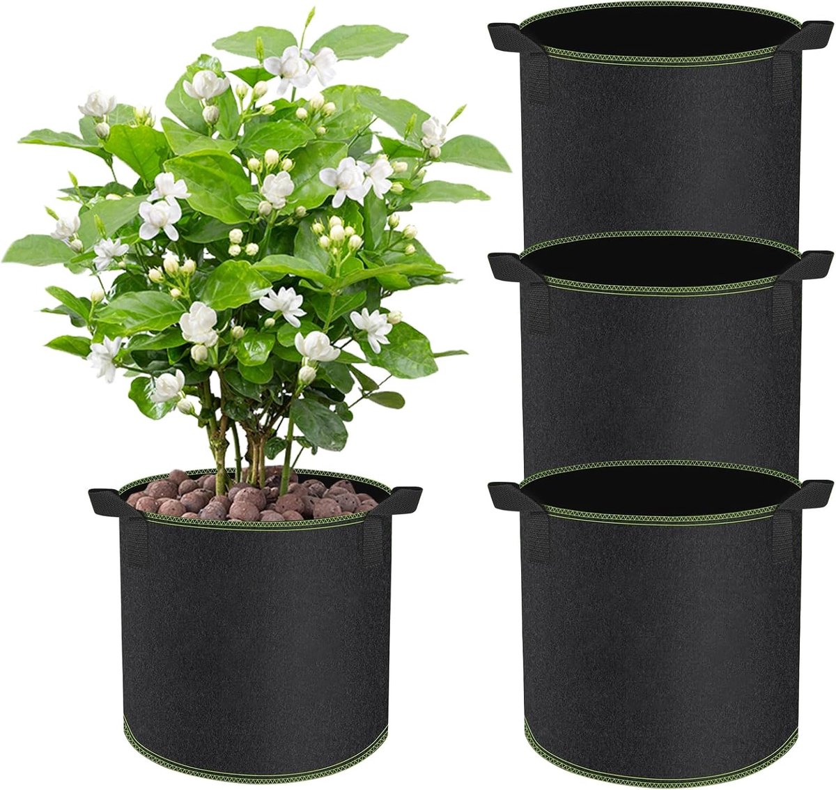 3 stuks 30L plantzak, non-woven plantzak met hengsels voor aardappelen, tomaten en aardbeien, voor balkon terras kas & tuin - 7 gallons