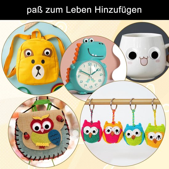 1970 Stuks Zelfklevende Wiggly Eyes, 4-20mm Googly Eyes Wiebelogen, 8 Maten Zelfklevende Ogen Zelfklevend, Googly Eyes Zelfklevende Ogen Voor Diy Scrapbooking Craft Poppenogen — afbeelding 5
