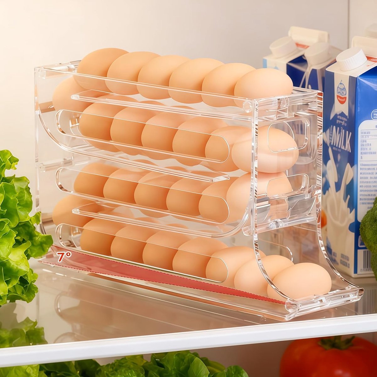 4-Laags Automatische Eieren Dispenser voor Koelkast – Rolt Uw Eieren Automatisch Aan – Space-Saving Eier Organizer