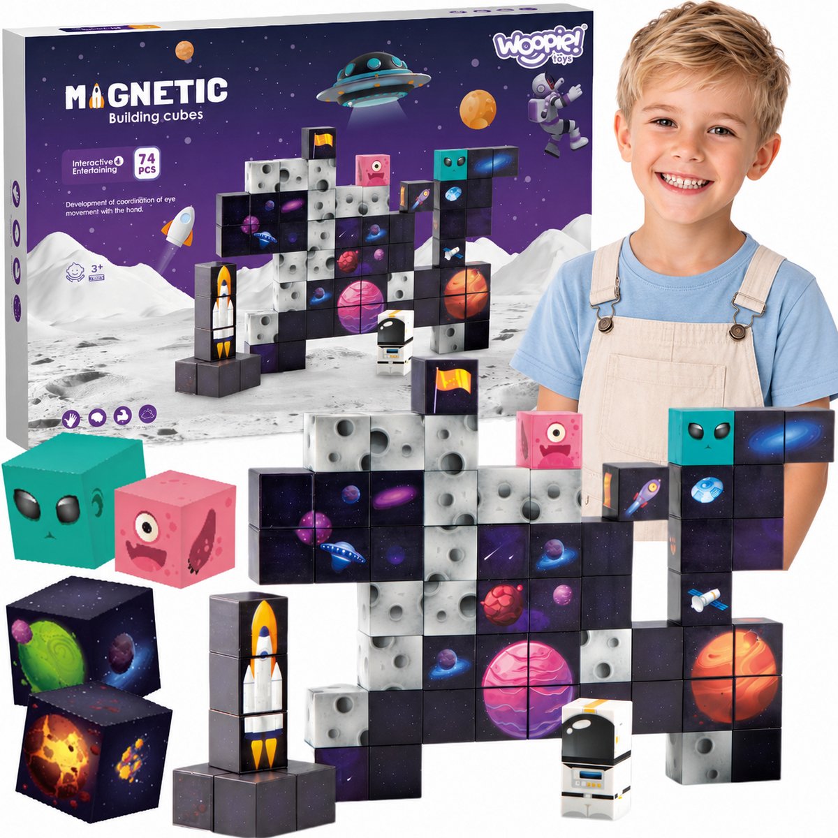 Woopie Magnetische Constructiekubussen Cosmos 74 St.