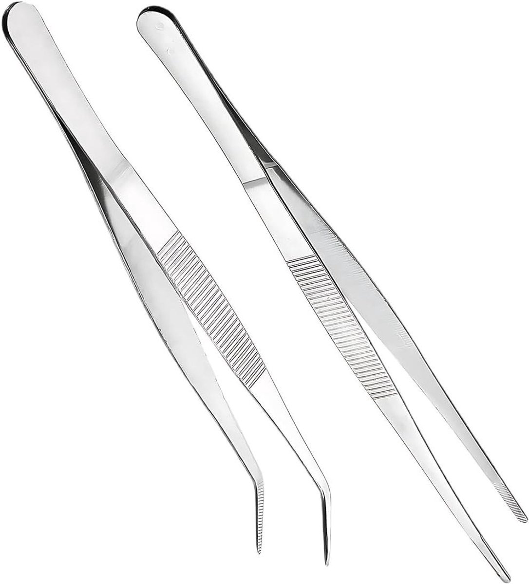 Precisie Pincetten - Roestvrij Staal - Kleine Onderdelen Pakken - Antislip Ontwerp - 16 cm - Zilver
