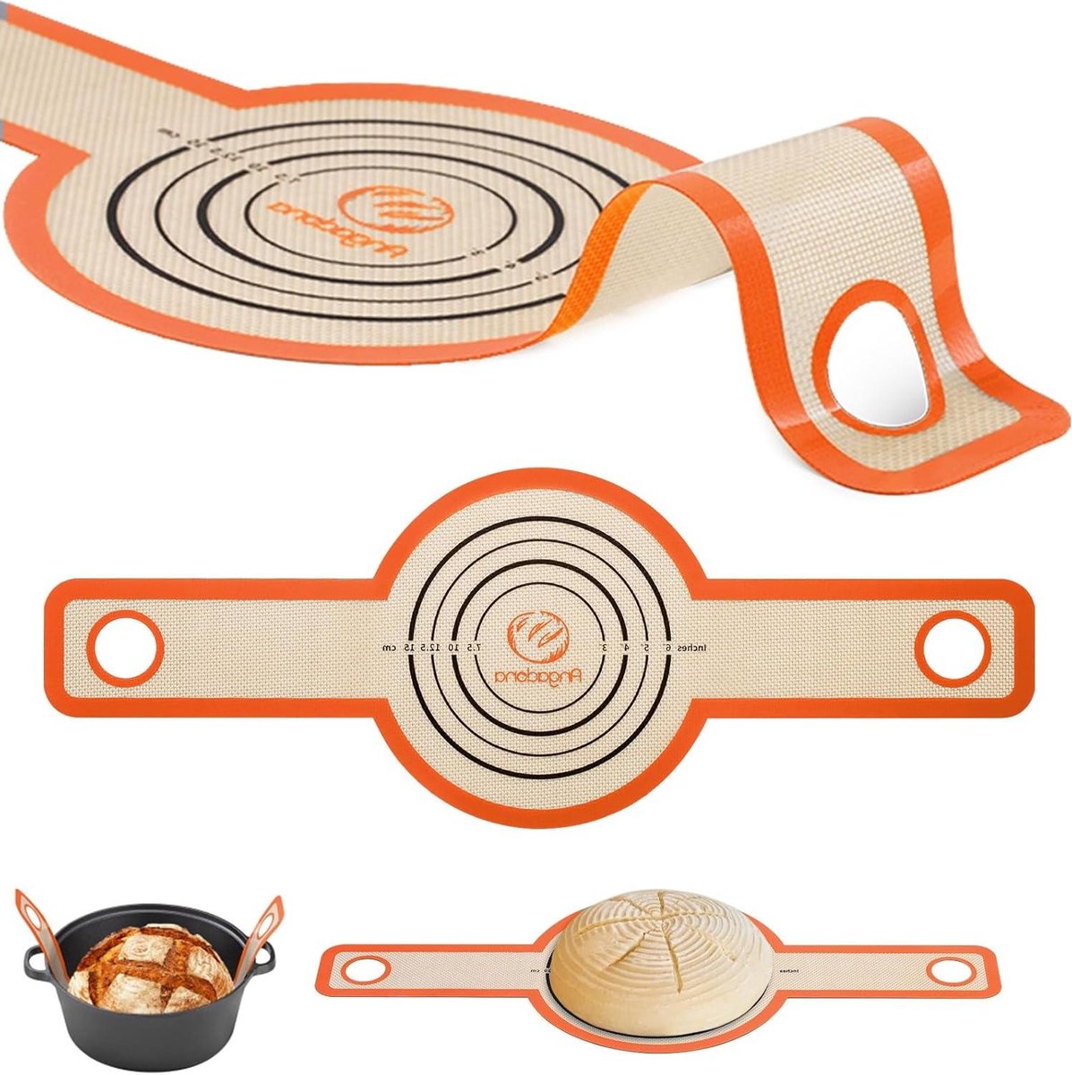 Siliconen Brood Sling - Bakmat Dutch Oven - Zuurdesem Brood Bakken - Extra Lange Handvatten - 59 x 21 cm
