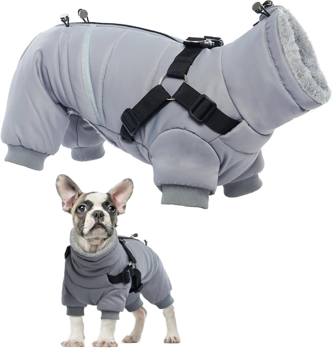 Waterdichte Hondenjas - Puppy Winterjas - Buiten Wandelen - Met Ingebouwd Harnas - Maat S - Grijs