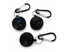 Festival Dop 3 Stuks - Karabijnhaak PET Flesjes | Partydop / Flessendop | Holografisch Ster Zwart | Fashion Favorite