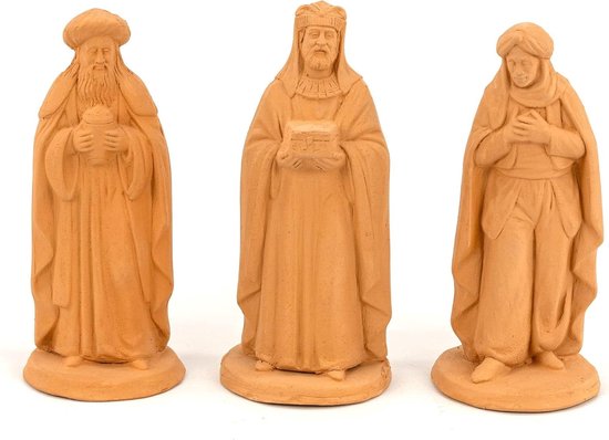 Kerststal Figuren - Keramiek Beelden - Decoratie Maken - Handgemaakt Ontwerp - 3 Stuks H 17cm - Terracotta