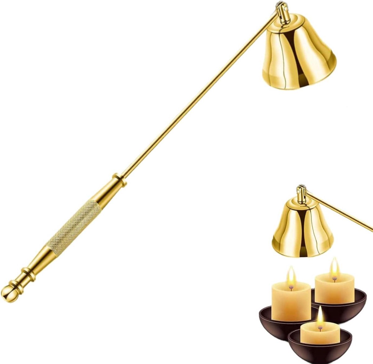 Kaarsenblusser - Lontblusser - Veilig Doen - Roestvrij staal - 21 cm - Goud