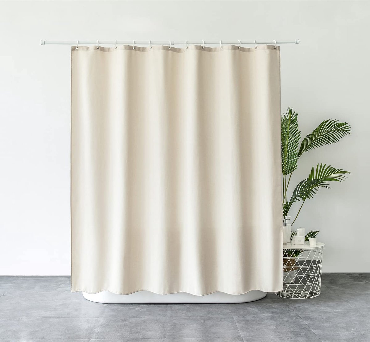 Douchegordijn van zwaar textielweefsel linnenlook zware kwaliteit schimmelbestendige stof luxe 100% waterdicht ondoorzichtig incl. 16 haken gewicht onderaan