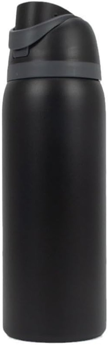 Geïsoleerde Waterfles - Drinkfles RVS - Buitenactiviteiten Reizen - Lekvrij Rietje Ontwerp - 910 ml - Zwart