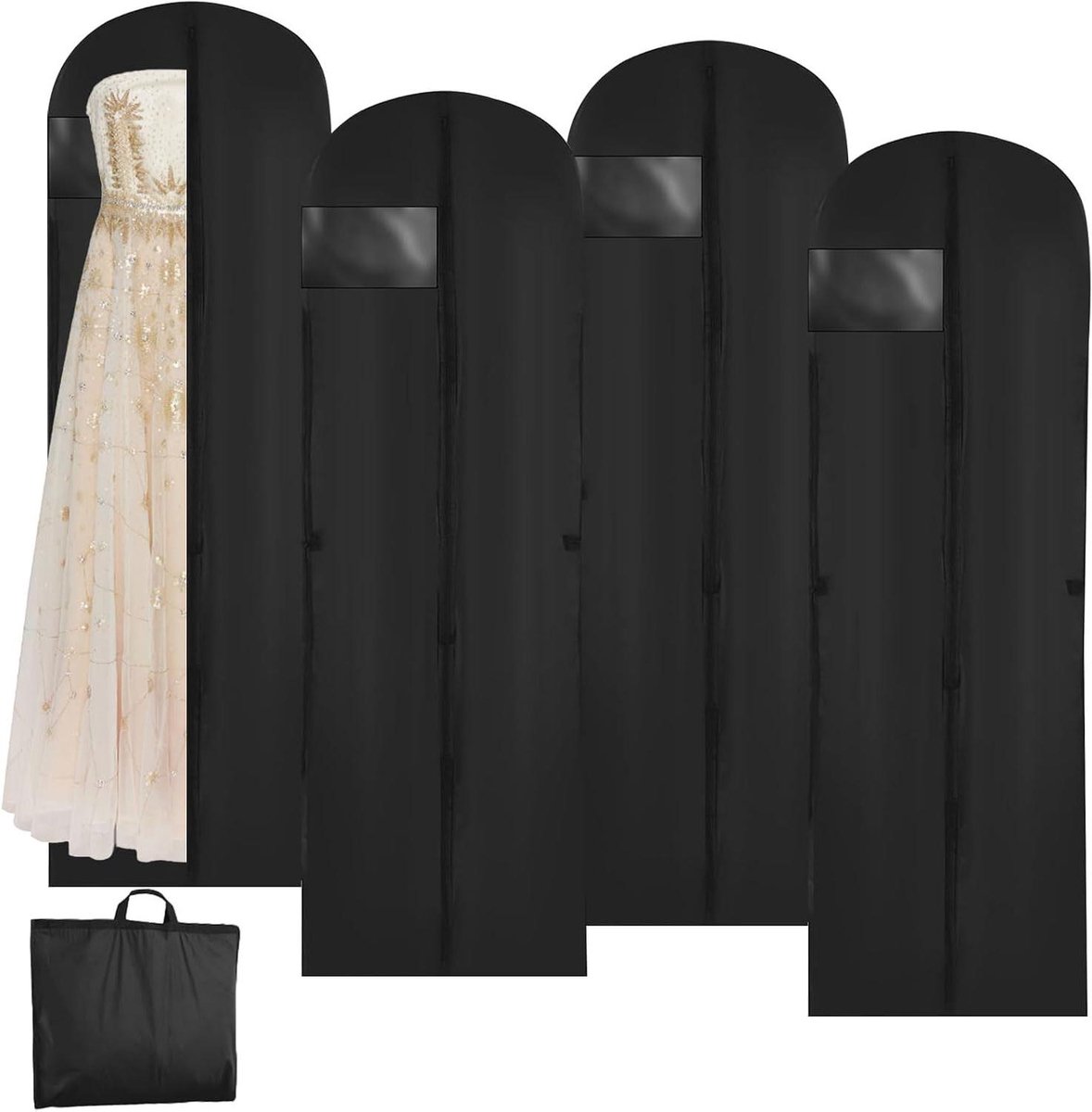 Kledinghoezen - Opberghoezen - Kleding beschermen - Opvouwbaar ontwerp - 180 x 60 cm - Zwart