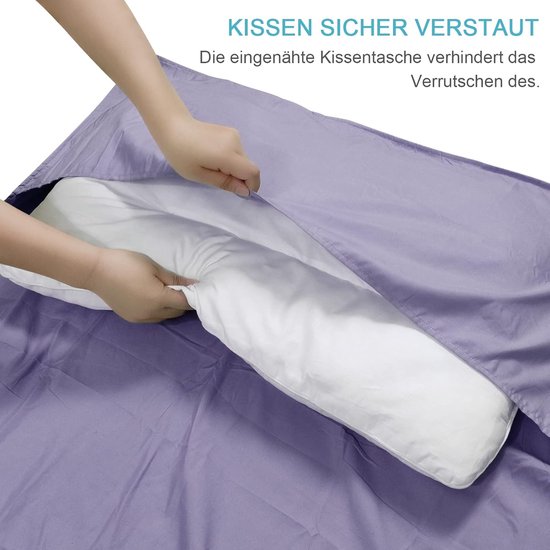 Huttenslaapzak - Reislaken - Reizen en Kamperen - Doorlopende ritssluiting - 220x95 cm - Paars — afbeelding 3