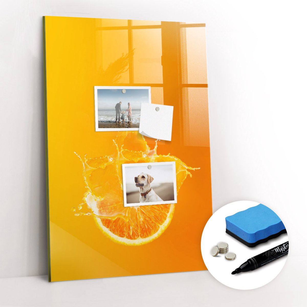 Tulup Whitebord - Sinaasappelsap - 40 x 60 cm - Oranje Magneetbord Design - Gratis 5 Sterke Magneten + Whiteboard Marker & Wisser - Scandinavisch Design Bord - Magneetbord Design - Organiseer Je Bureau