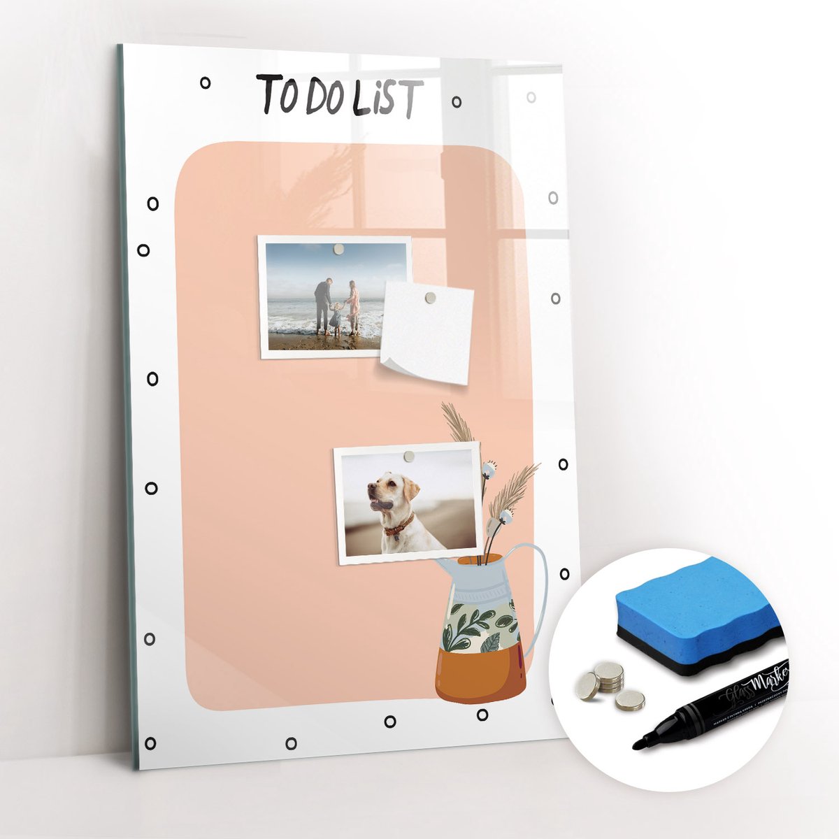 Tulup Whitebord - Persoonlijke takenlijst - 40 x 60 cm - Oranje Magnetic Board - Gratis 5 Sterke Magneten + Whiteboard Marker & Wisser - Wanddecoratie Kantoor - Magnetisch Bord Kind - Productiviteit Tools